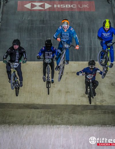 BMX racers in the air